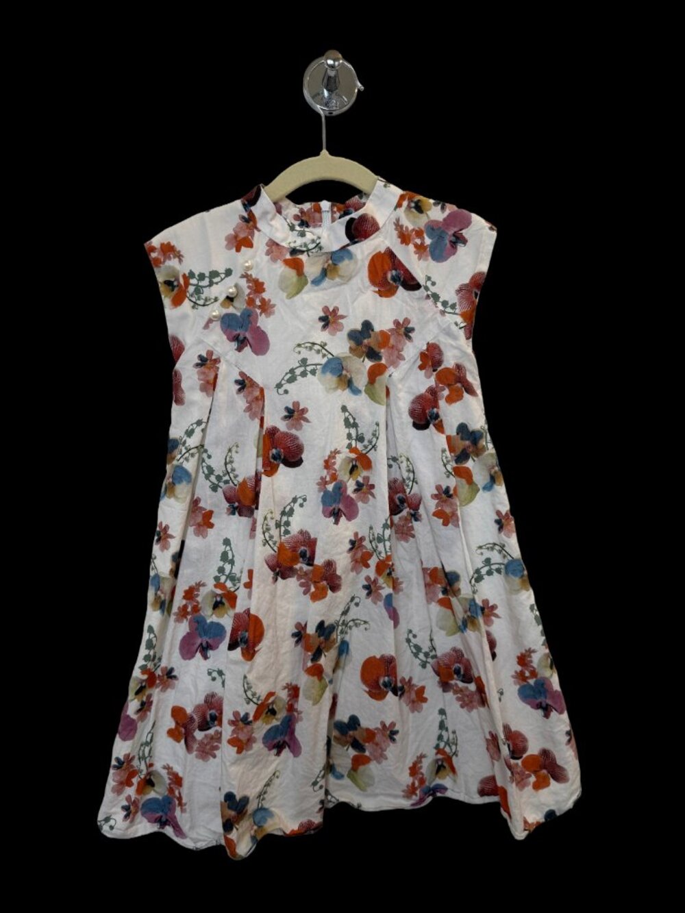 Sea Apple x Liberty of London collab - Painted Orchid White Qipao Cheongsam